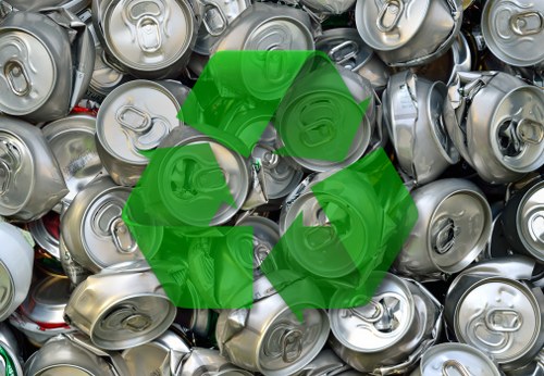 Employees recycling materials after house clearance